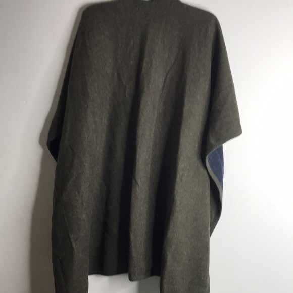 Modena New York reversible army green and deep blue poncho throw cardigan ladies - Picture 7 of 12